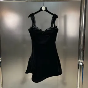 Solid Irregular Hem Sexy Dresses For Women Square Collar Sleeveless High Waist Backless Minimalist Slimming Dress Female New