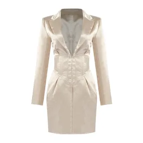 Solid Slimming Dresses For Women V Neck Long Sleeves High Waist Zipper Minimalist Dress Female Fashion Clothes