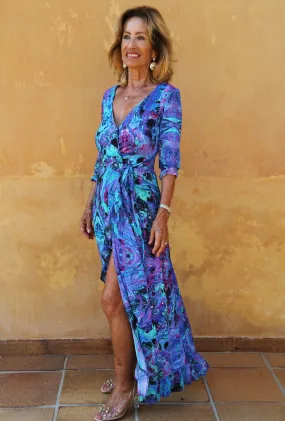 Sophia Alexia Ruffle Wrap Dress in Into the Deep
