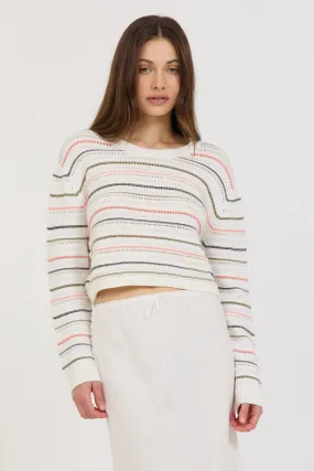 Stitches   Stripes Rushmore Pullover Sweater in Chalk Combo