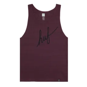STREAKY WASH DEMI SCRIPT TANK // BURGUNDY