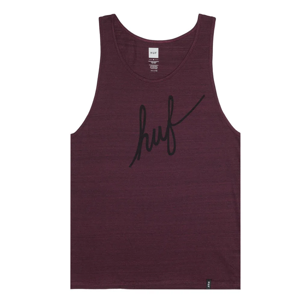 STREAKY WASH DEMI SCRIPT TANK // BURGUNDY