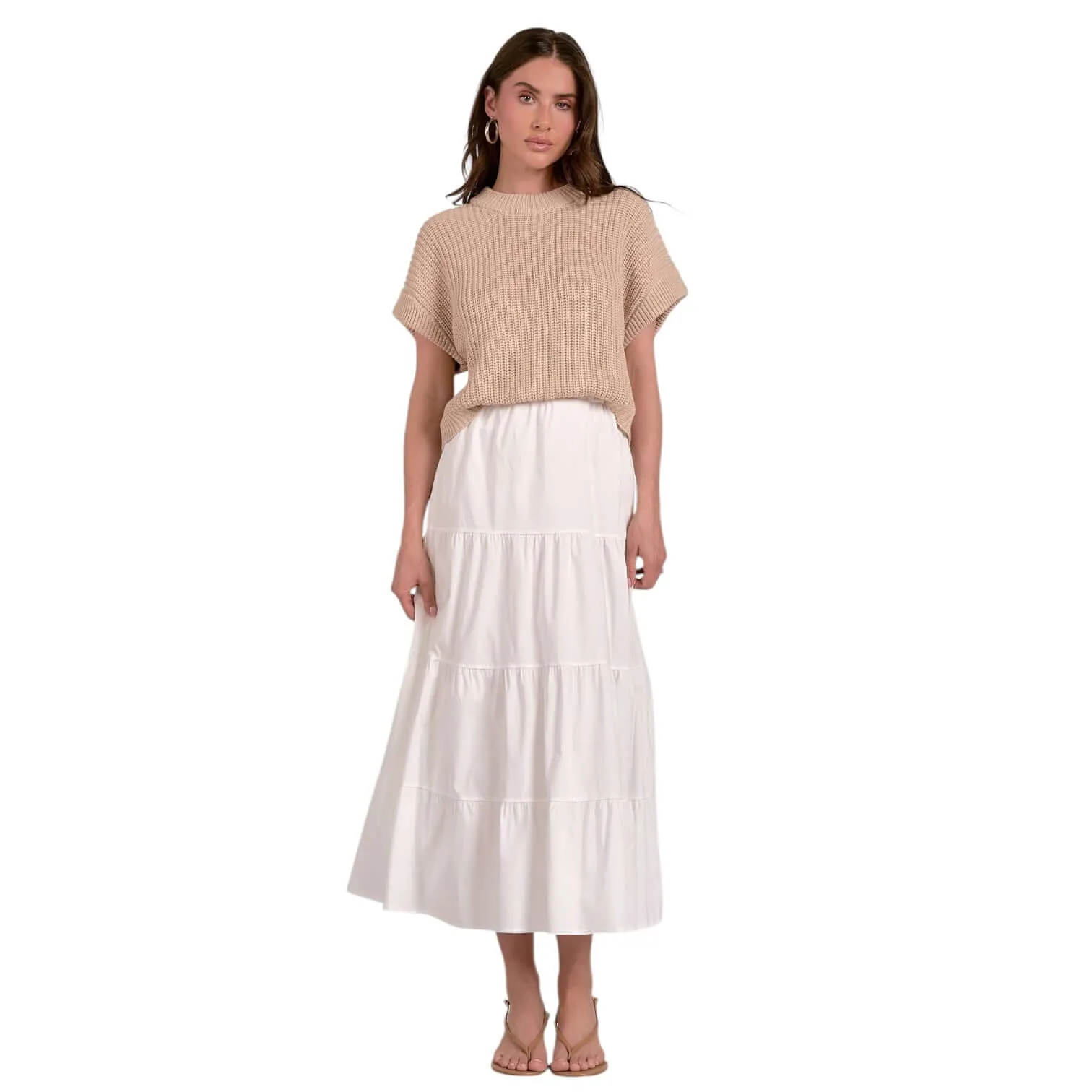 Sweater Tiered Midi Skirt Dress