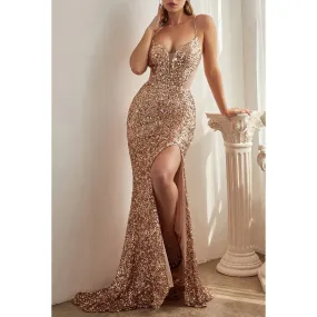 Sweetheart Spaghetti Straps Sheer Tulle Sequins Sheath Long Prom Evening Dress