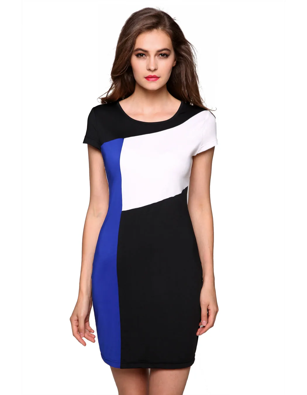 Three Color Slice  Accent Summer Slim Fit Dress