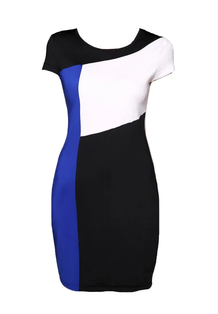 Three Color Slice  Accent Summer Slim Fit Dress