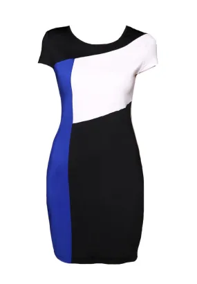 Three Color Slice  Accent Summer Slim Fit Dress