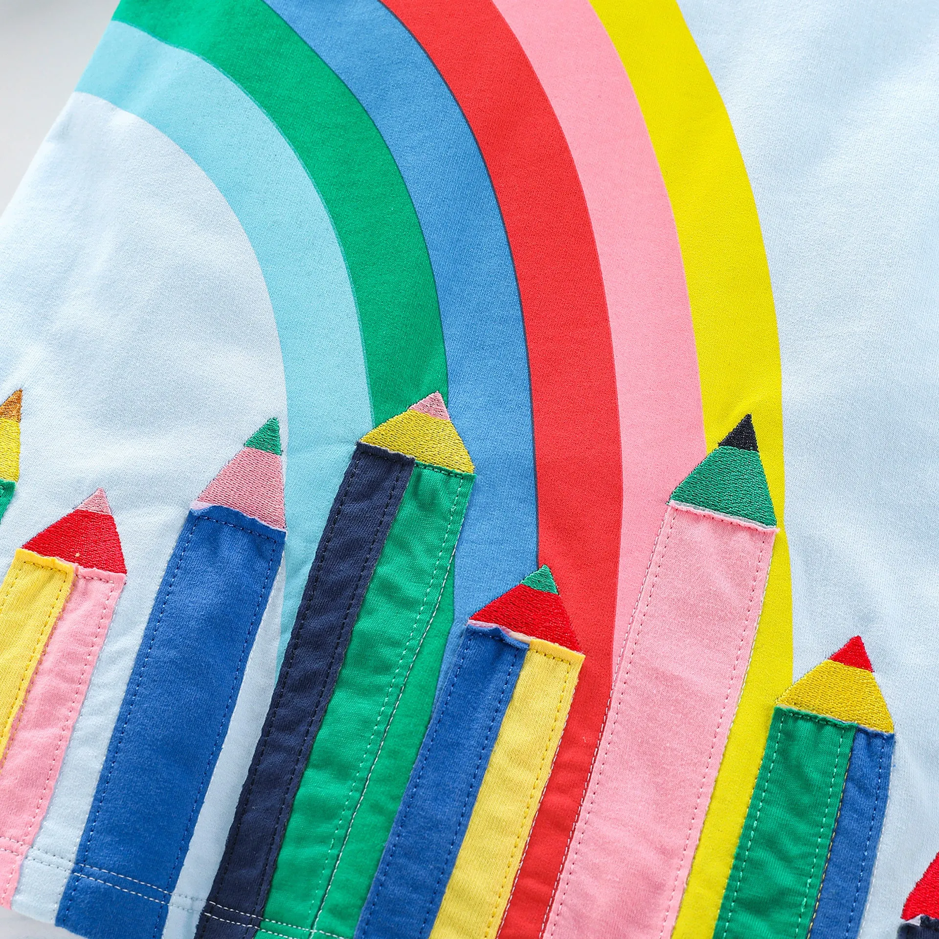 Toddler/Kid Girl's Long Sleeve Rainbow Design Blue Dress