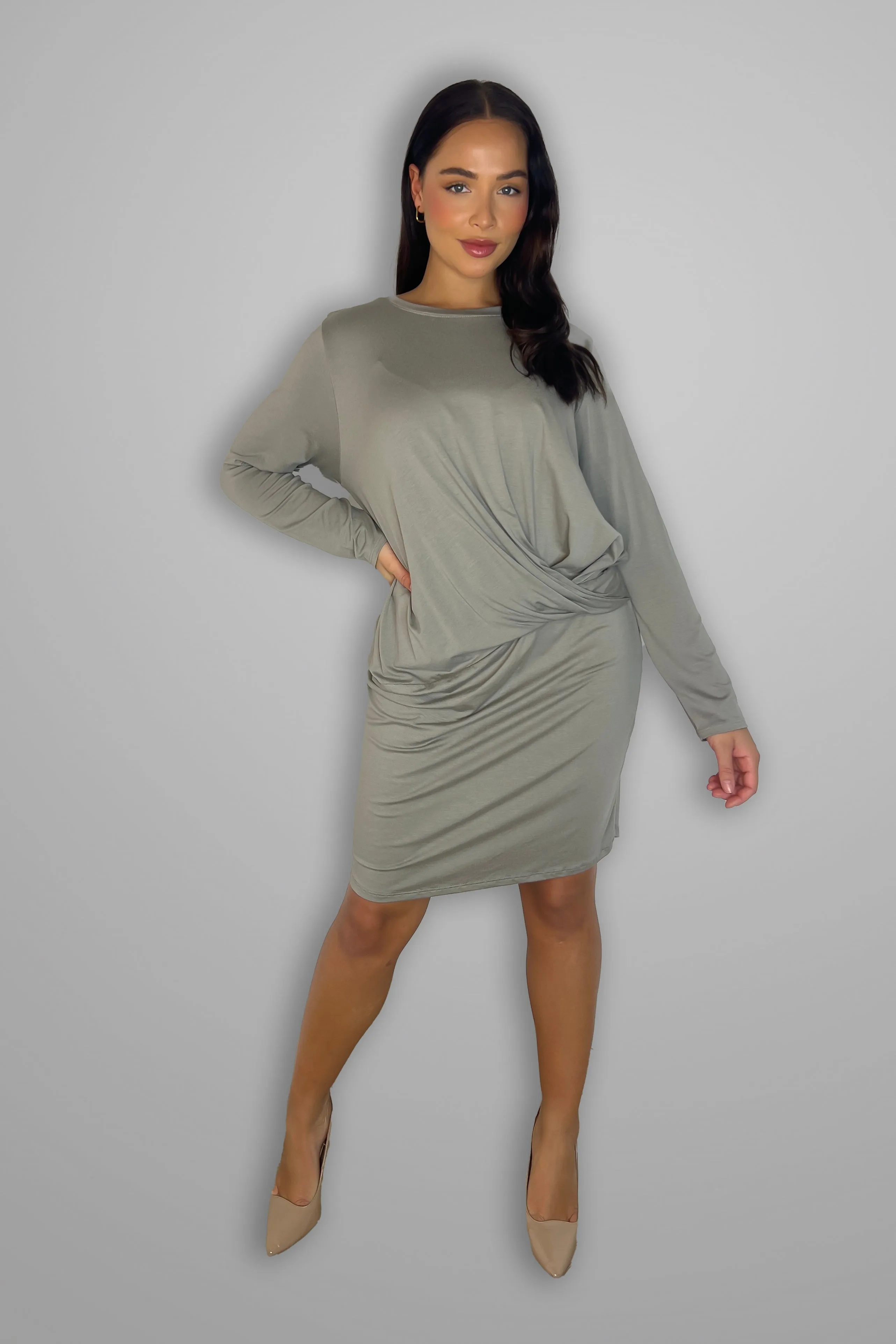Twisted to Side Lightweight Jersey Dress