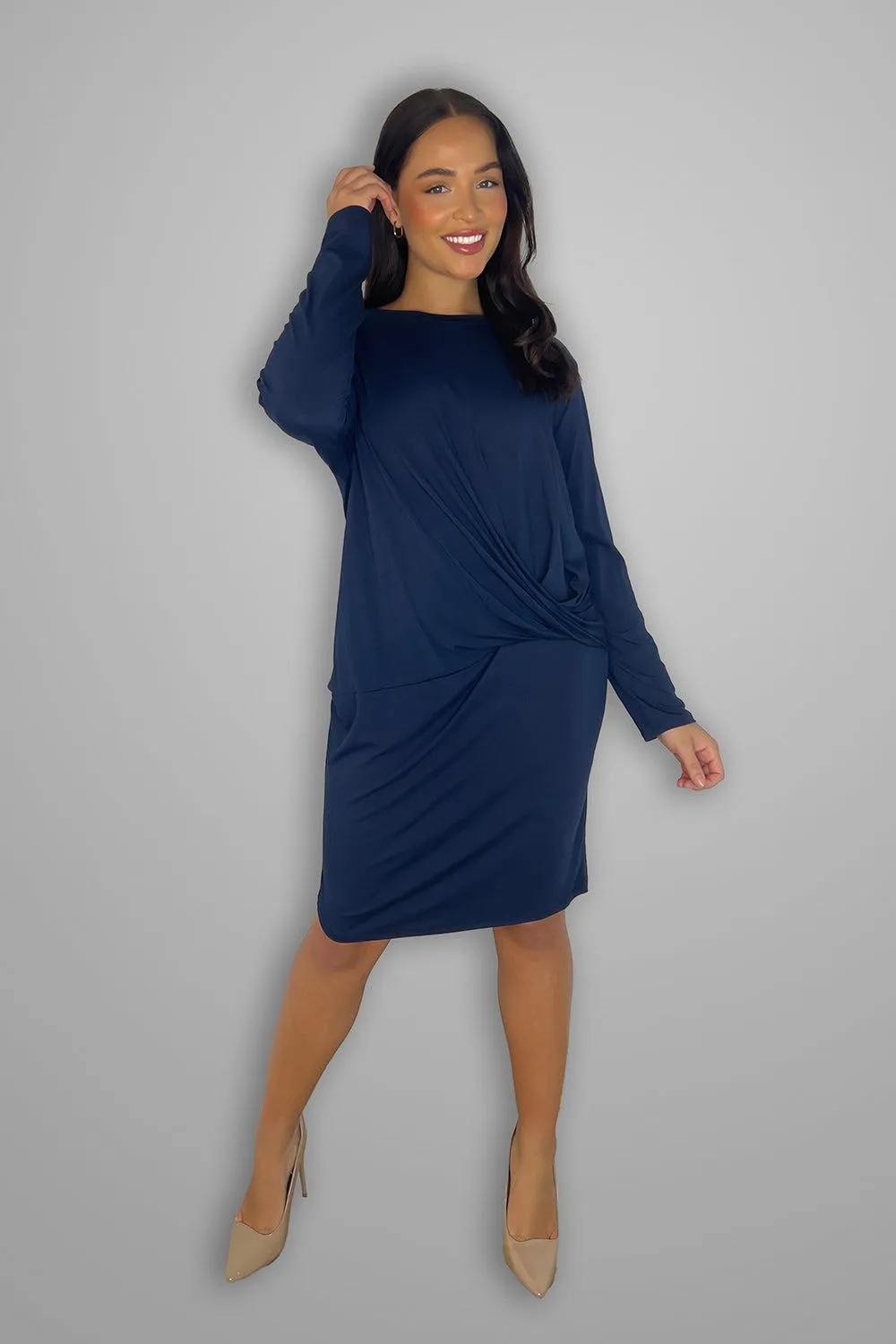 Twisted to Side Lightweight Jersey Dress