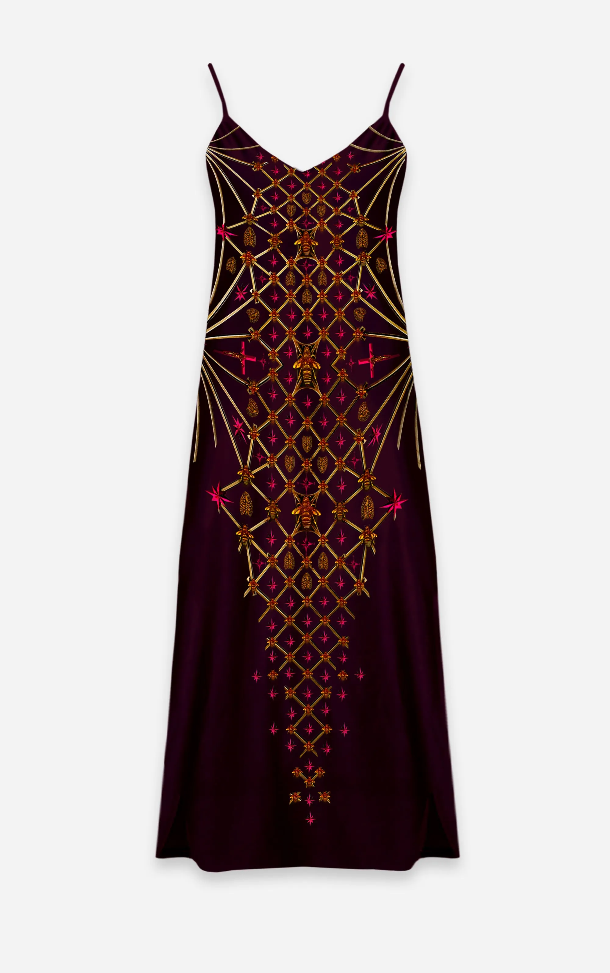 Vee Divergence- French Gothic V Neck Slip Dress in Eggplant Wine | Le Leanian™