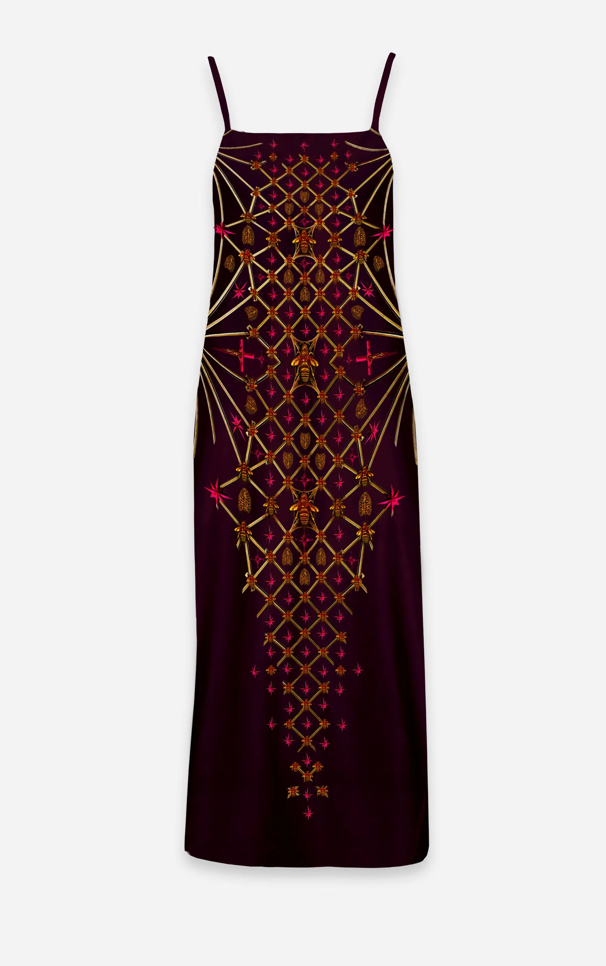 Vee Divergence- French Gothic V Neck Slip Dress in Eggplant Wine | Le Leanian™