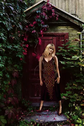 Vee Divergence- French Gothic V Neck Slip Dress in Eggplant Wine | Le Leanian™