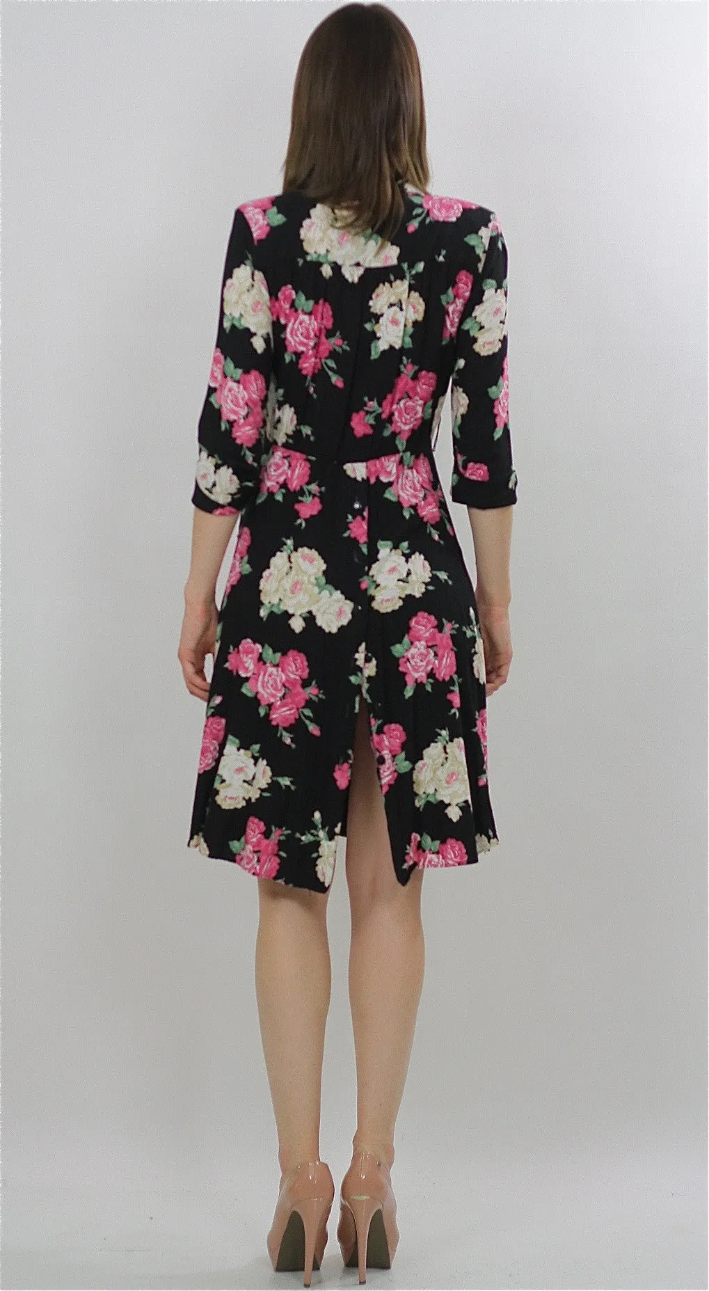 Vintage 80s Hippie Boho Floral Secretary party mini dress