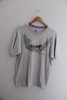 Vintage mens portswear floral print grey large T-shirts