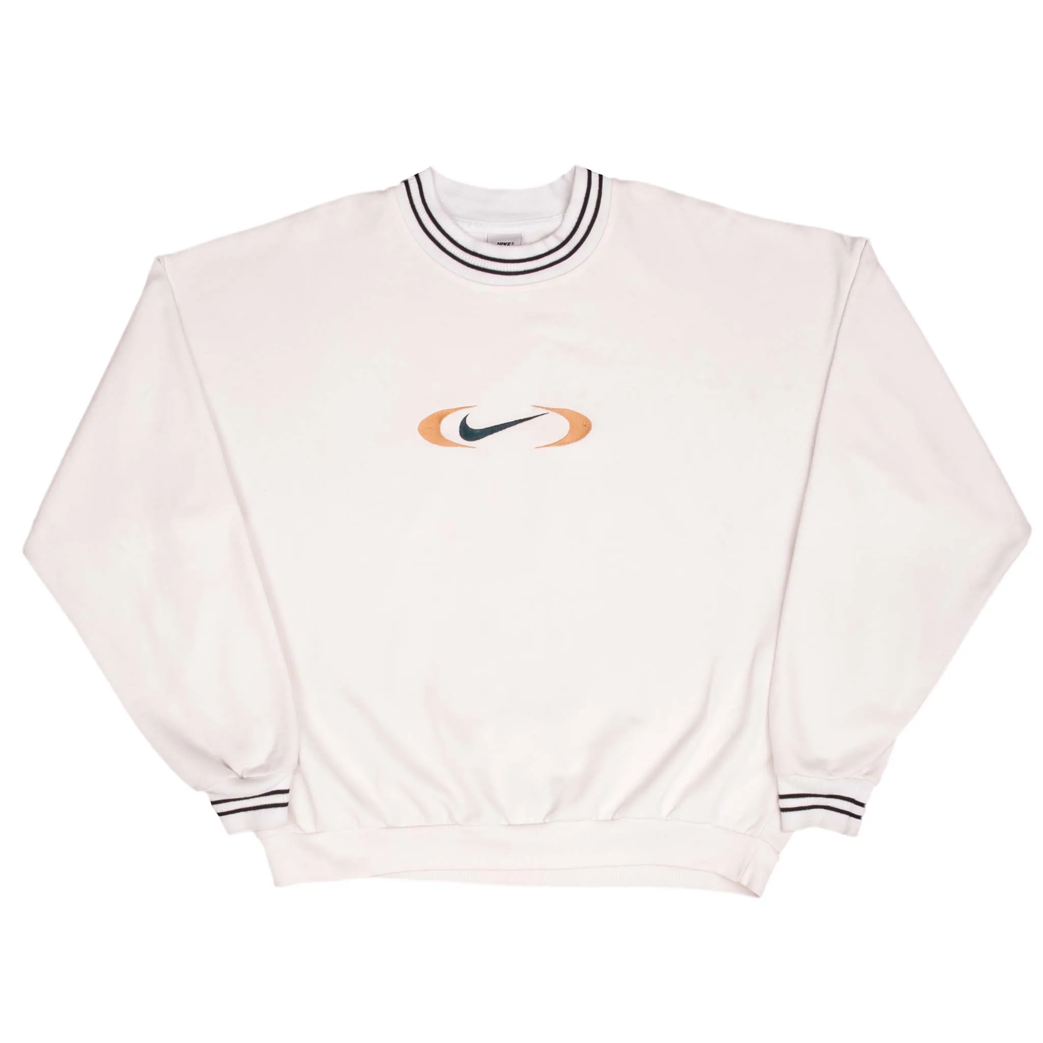 VINTAGE NIKE CENTER BIG SWOOSH WHITE SWEATSHIRT 1990S SIZE XL