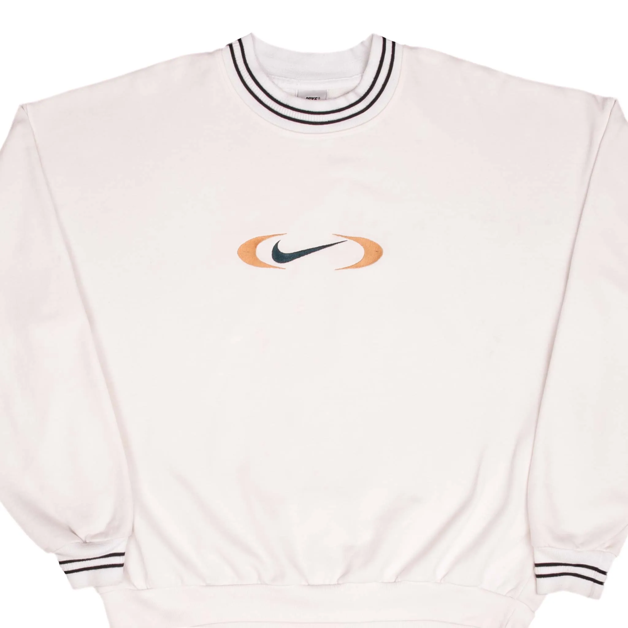VINTAGE NIKE CENTER BIG SWOOSH WHITE SWEATSHIRT 1990S SIZE XL