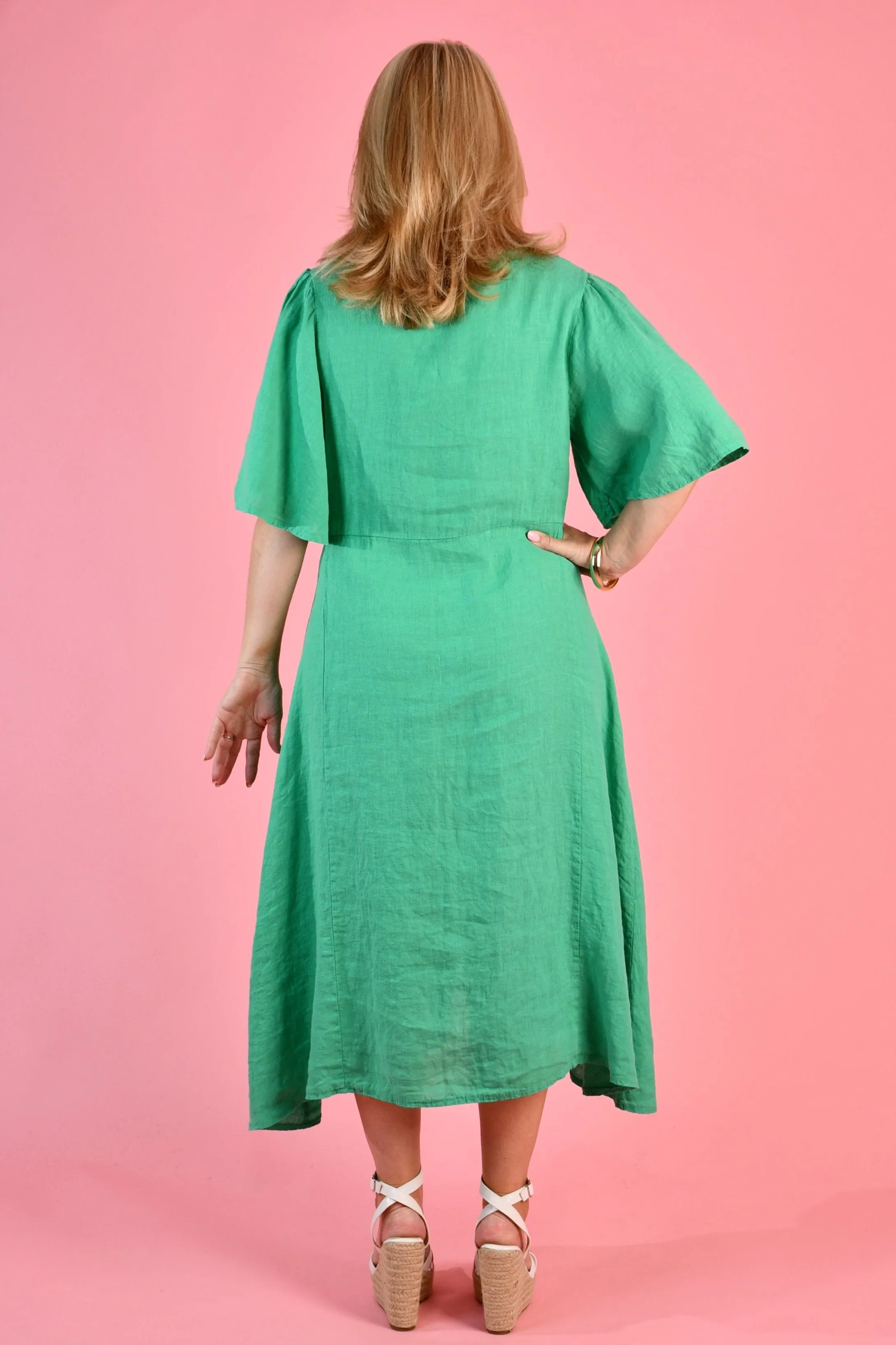 VLSD019 (4361) - TWIST FRONT DRESS  - GREEN