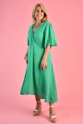 VLSD019 (4361) - TWIST FRONT DRESS  - GREEN