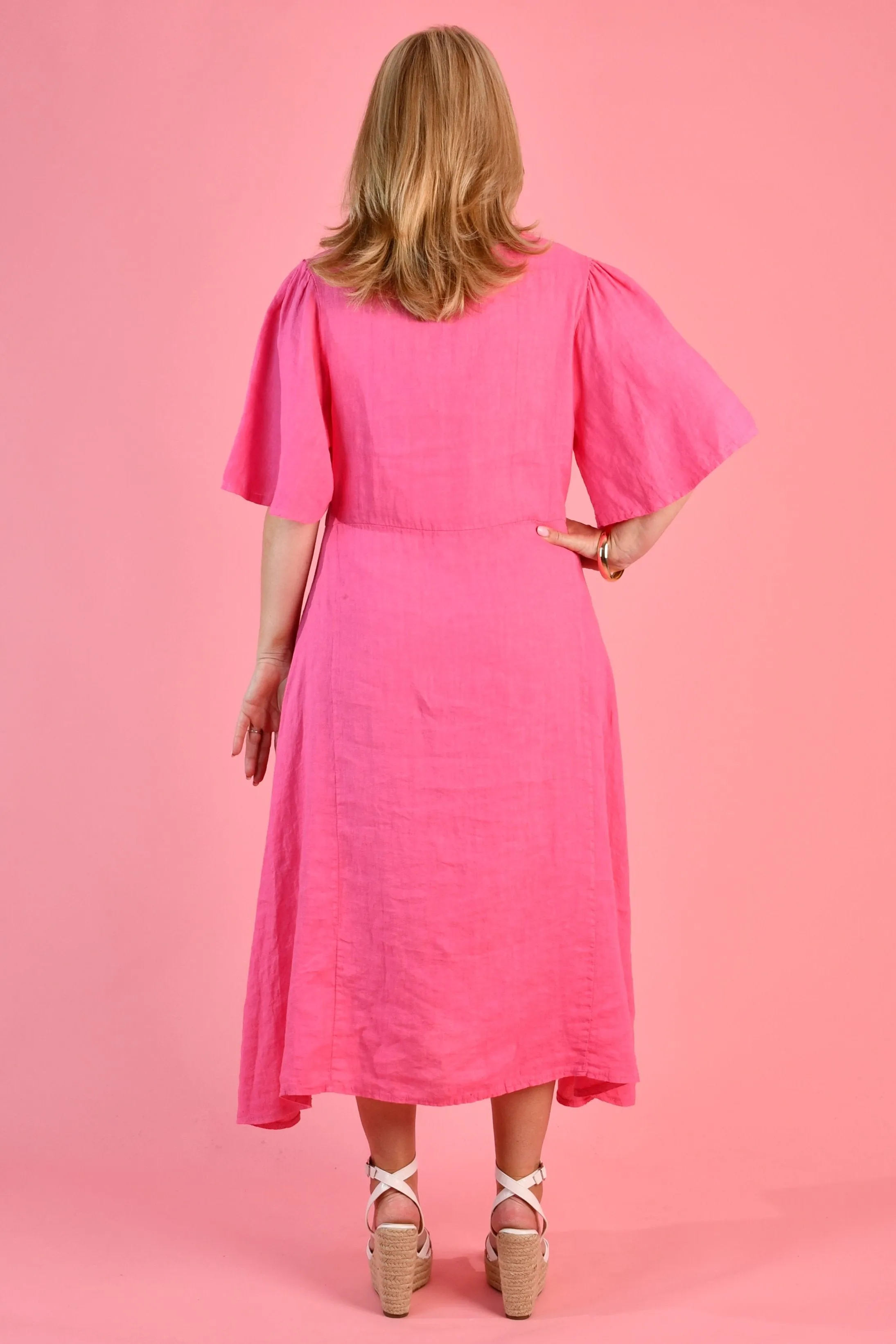 VLSD019 (4361) - TWIST FRONT DRESS  - PINK