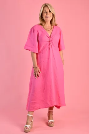 VLSD019 (4361) - TWIST FRONT DRESS  - PINK