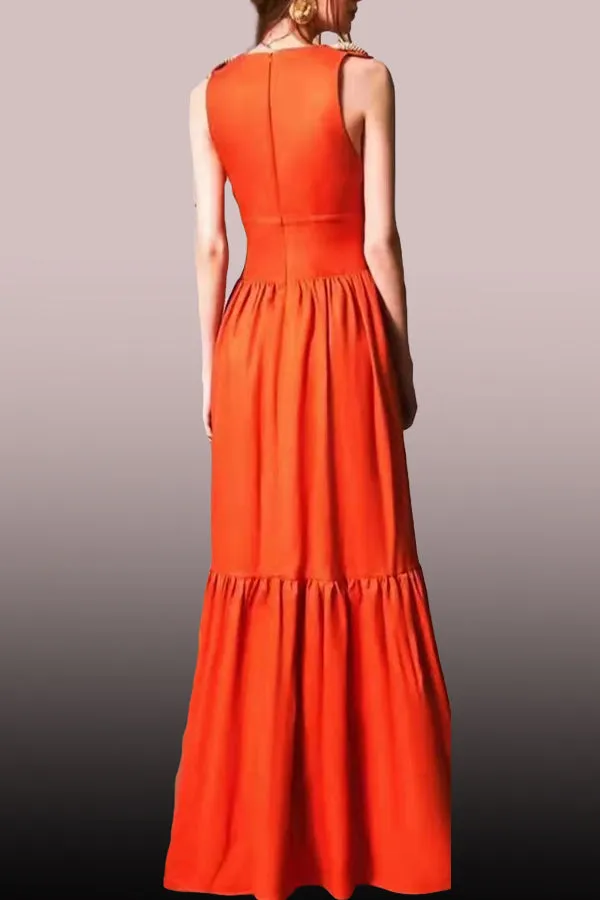W8930 DRESS (GRN, ORANGE)