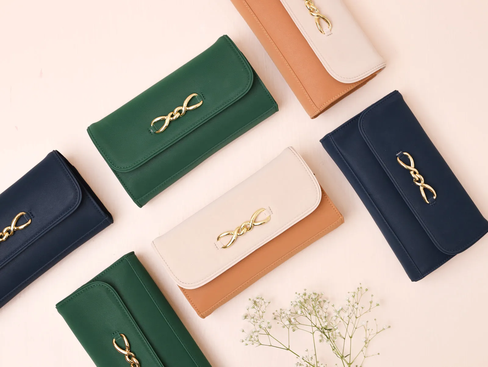 White Fire Lena wallet on sling - Pine Green