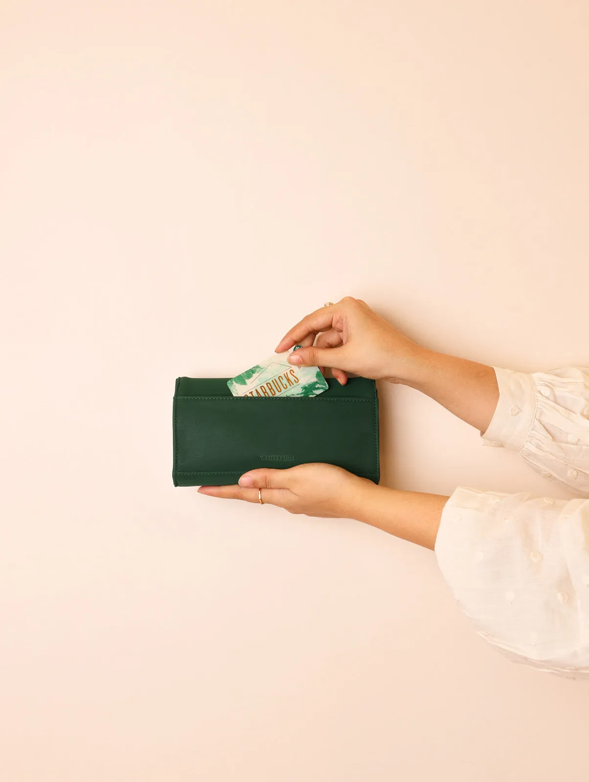 White Fire Lena wallet on sling - Pine Green