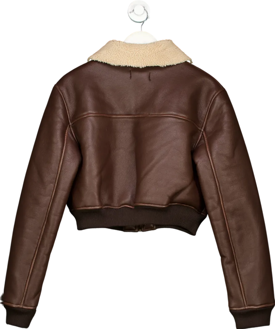 White Fox Brown For The People Bomber Jacket UK M/L