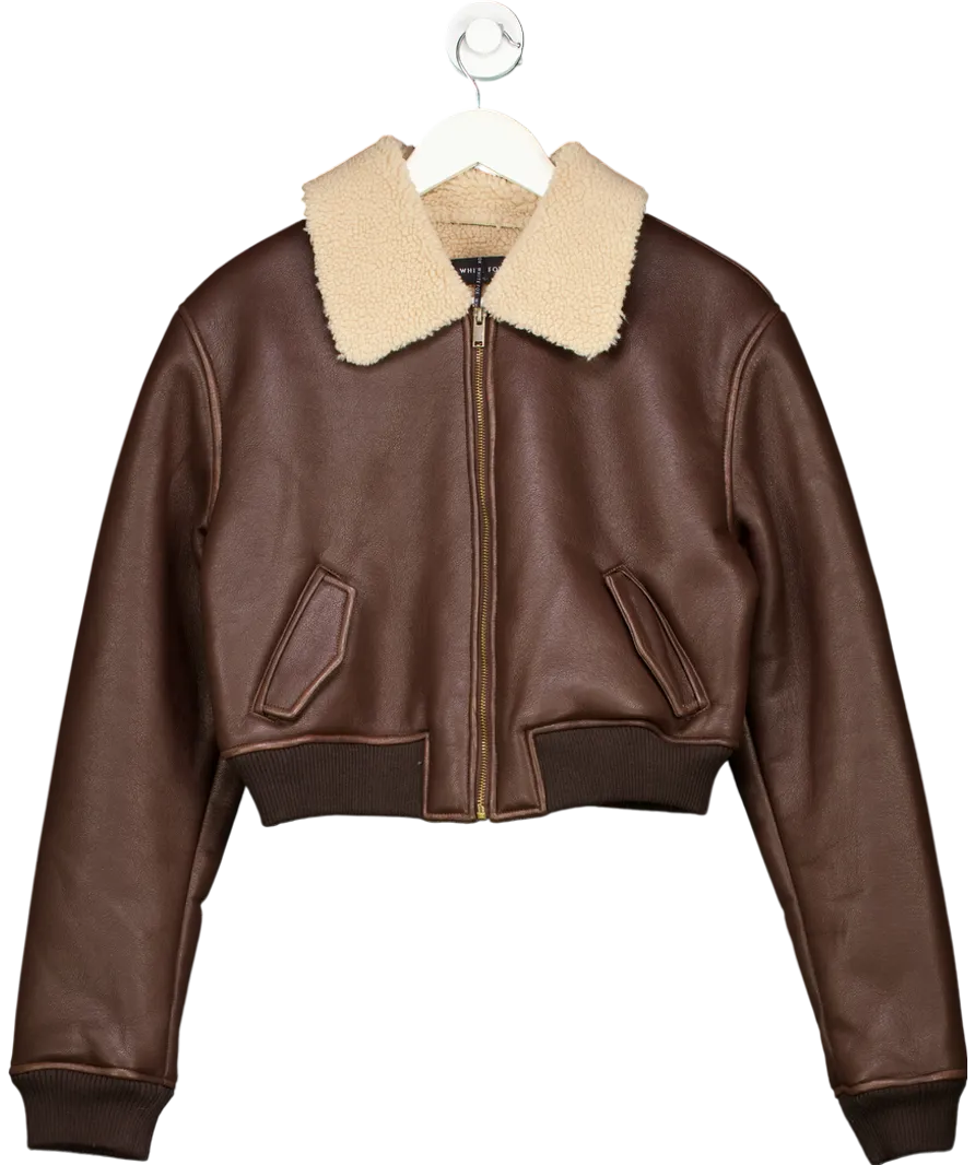 White Fox Brown For The People Bomber Jacket UK M/L