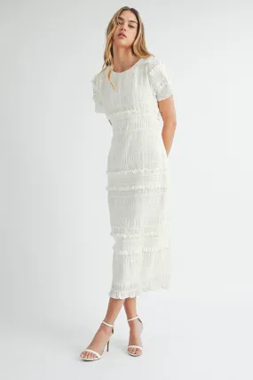 White Smocked Midi Dress