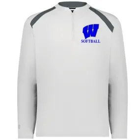 Windsor - Clubhouse Longsleeves Cage Jacket with W Softball Logo - White