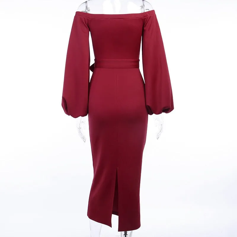 Women's Autumn Off Shoulder Slim Long Dress