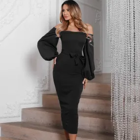 Women's Autumn Off Shoulder Slim Long Dress