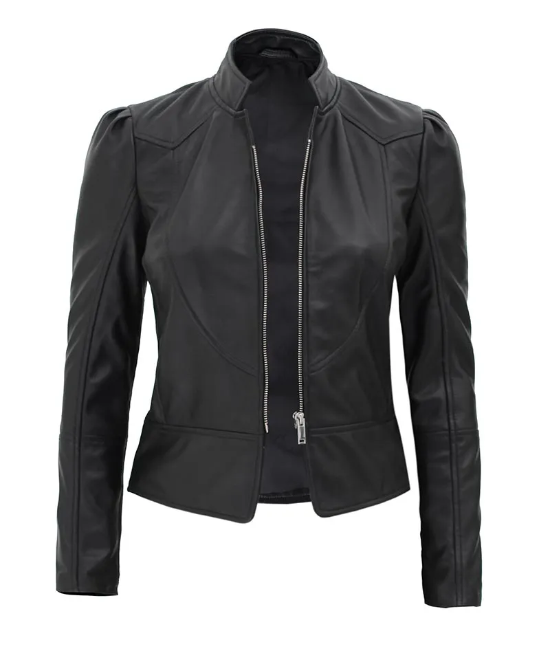 Women's Black Slim Fit Leather Jacket