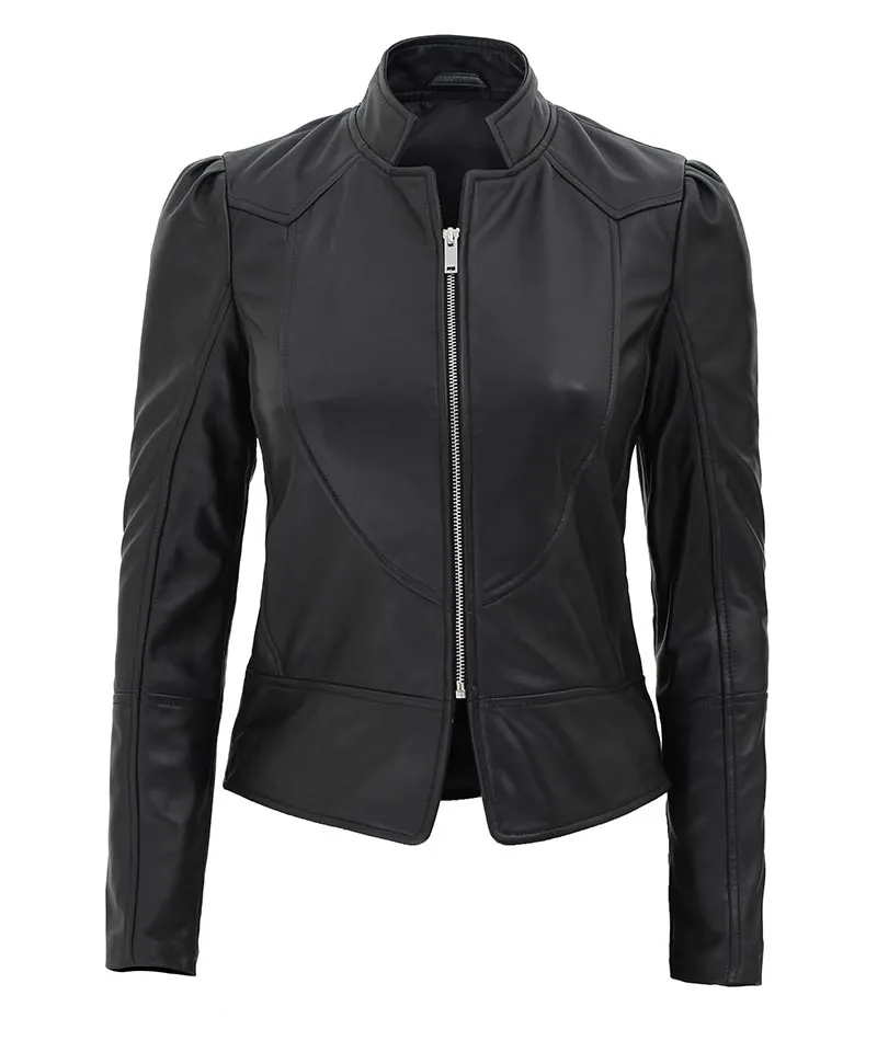 Women's Black Slim Fit Leather Jacket