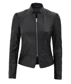 Women's Black Slim Fit Leather Jacket