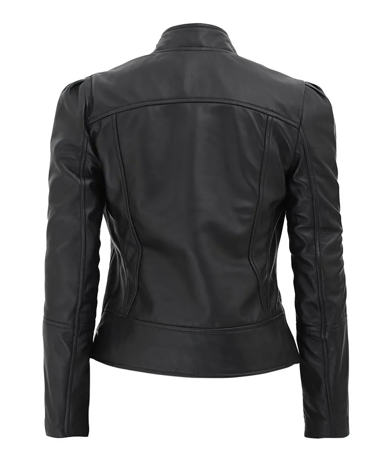 Women's Black Slim Fit Leather Jacket