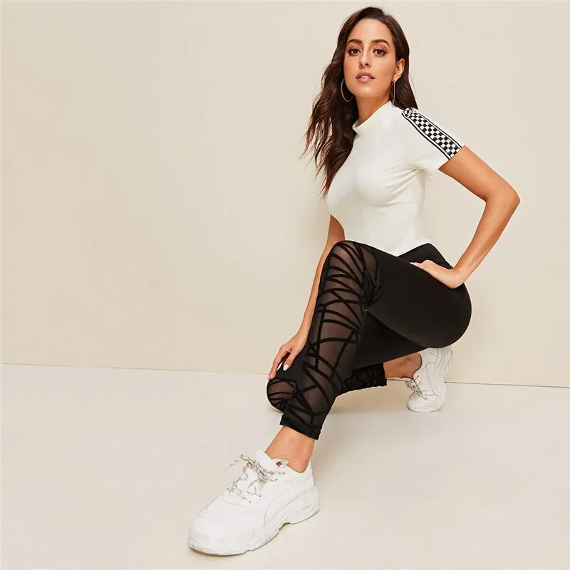 Women's Casual Skinny Mesh Stretchy Fitness Leggings