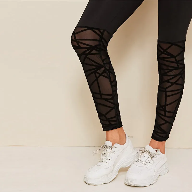 Women's Casual Skinny Mesh Stretchy Fitness Leggings