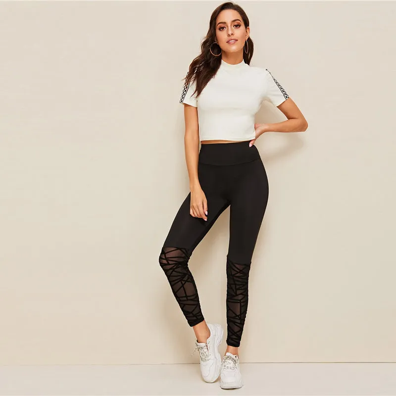 Women's Casual Skinny Mesh Stretchy Fitness Leggings