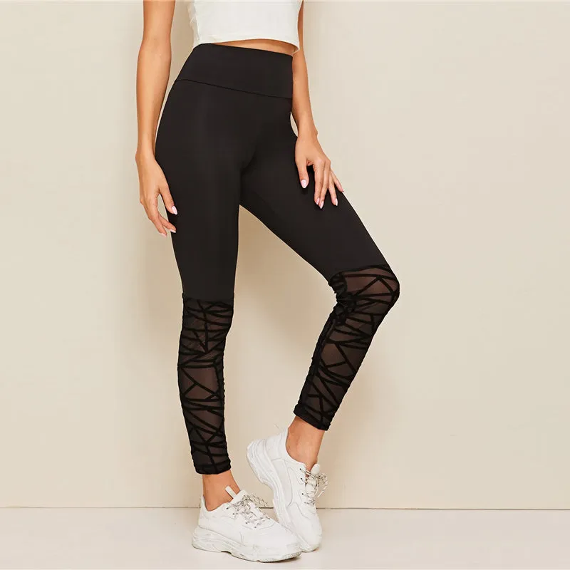 Women's Casual Skinny Mesh Stretchy Fitness Leggings