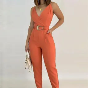 Women's Fashion Hundred V-Neck Jumpsuit