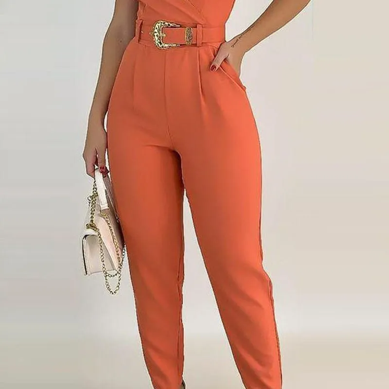 Women's Fashion Hundred V-Neck Jumpsuit