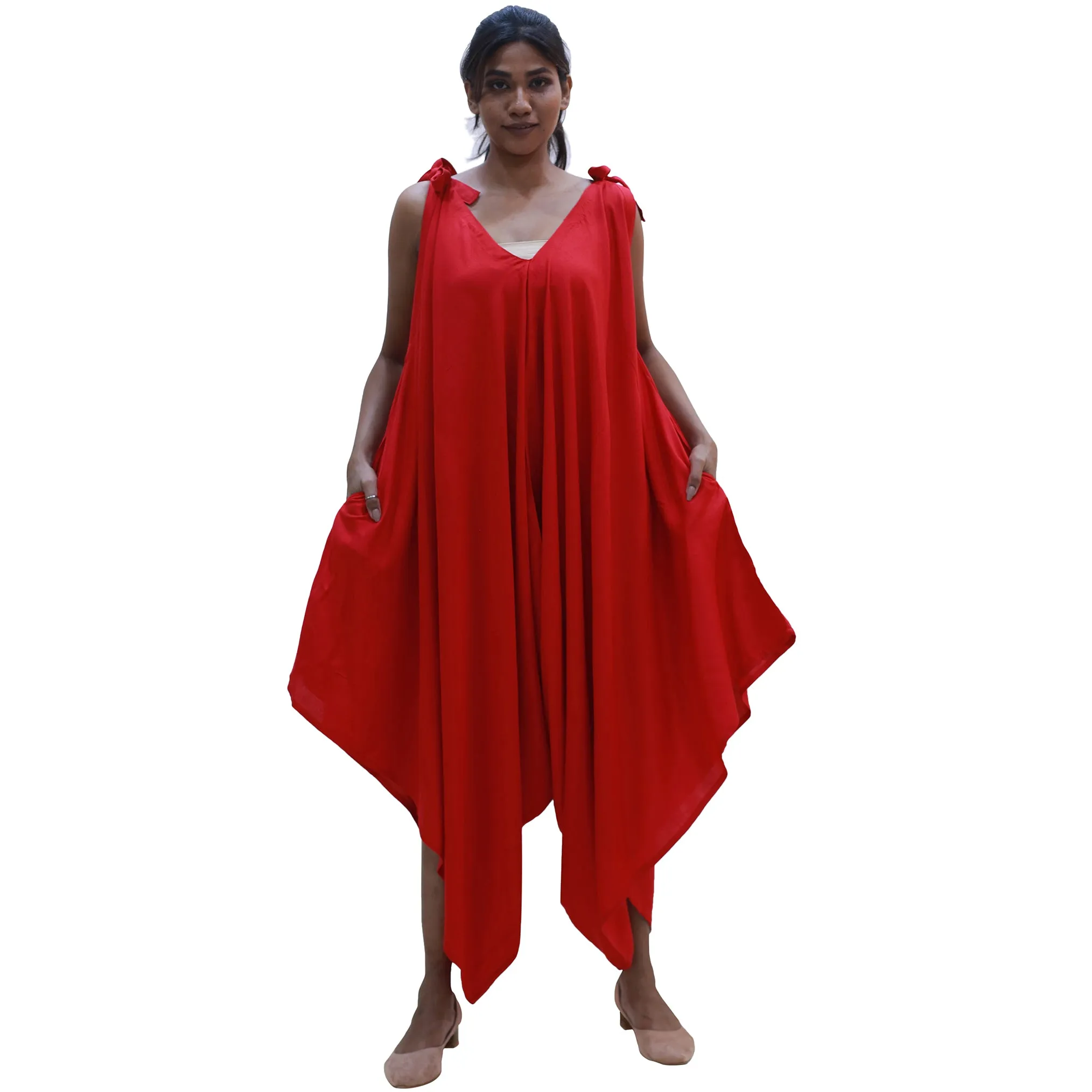 Women's Solid Color Asymmetrical Sleeveless Jumpsuit - FI-R3023