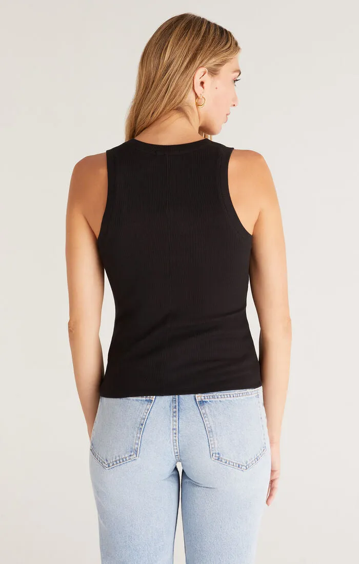 Z SUPPLY SIRENA RIB TANK TOP - BLACK