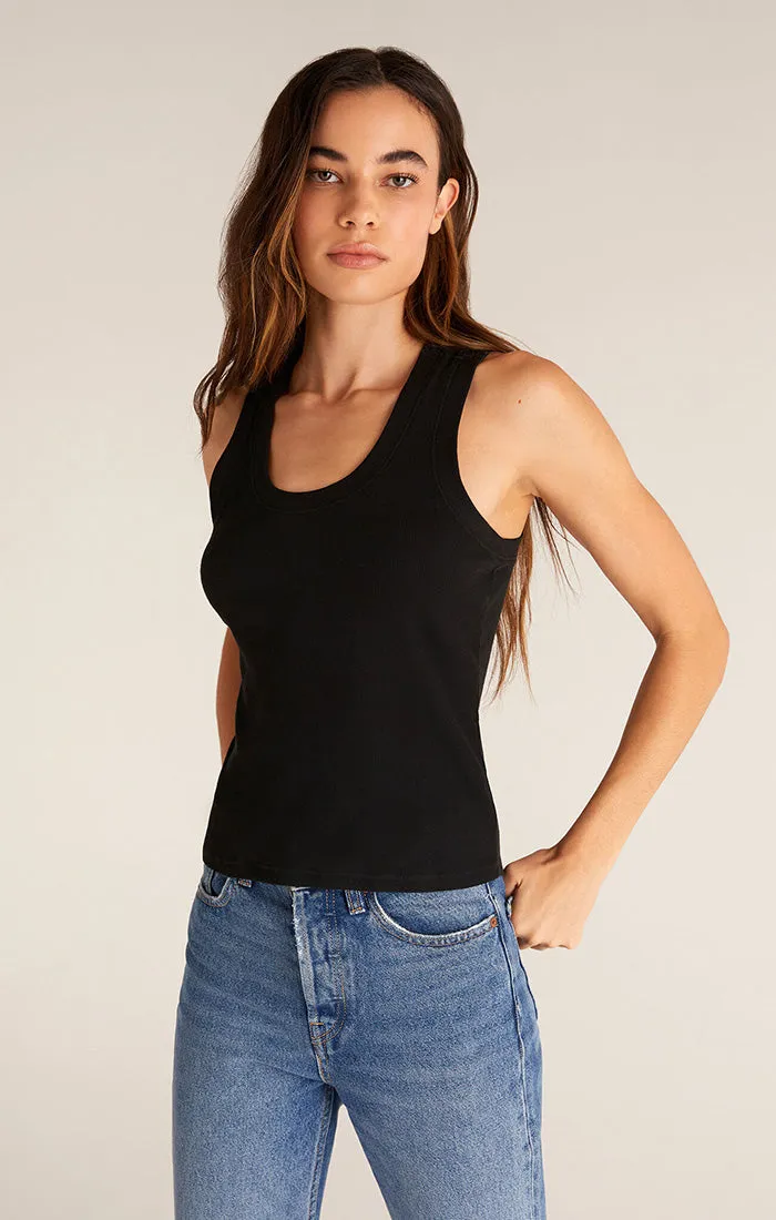 Z SUPPLY SIRENA RIB TANK TOP - BLACK