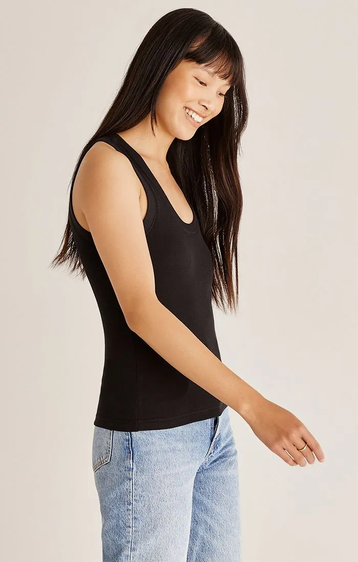 Z SUPPLY SIRENA RIB TANK TOP - BLACK